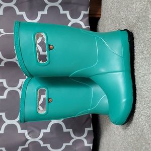 Bogs' Kids Rainboot Metallic Plush - Turquoise Youth Size 3